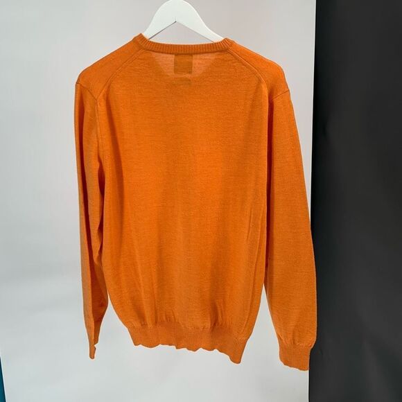 TAILORBYRD 100% wool mens v neck sweater orange sz L - Picture 2 of 5